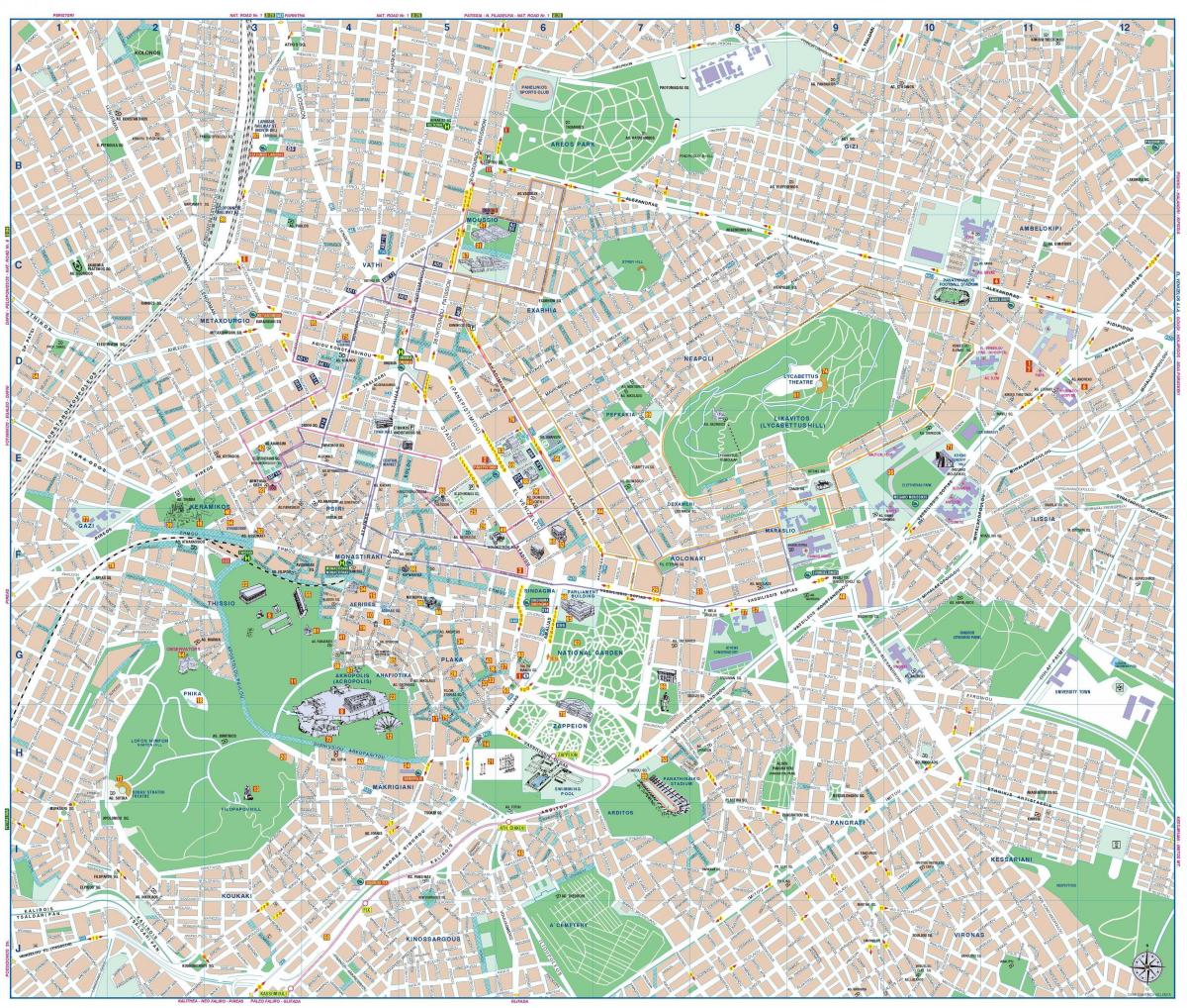 Ateny Grecja centrum mapie