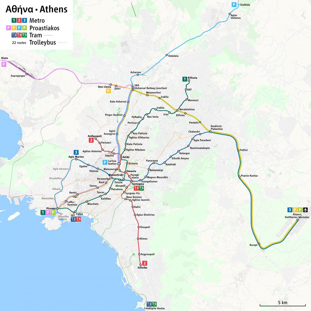 Ateny podmiejskiej stacji kolejowej mapie