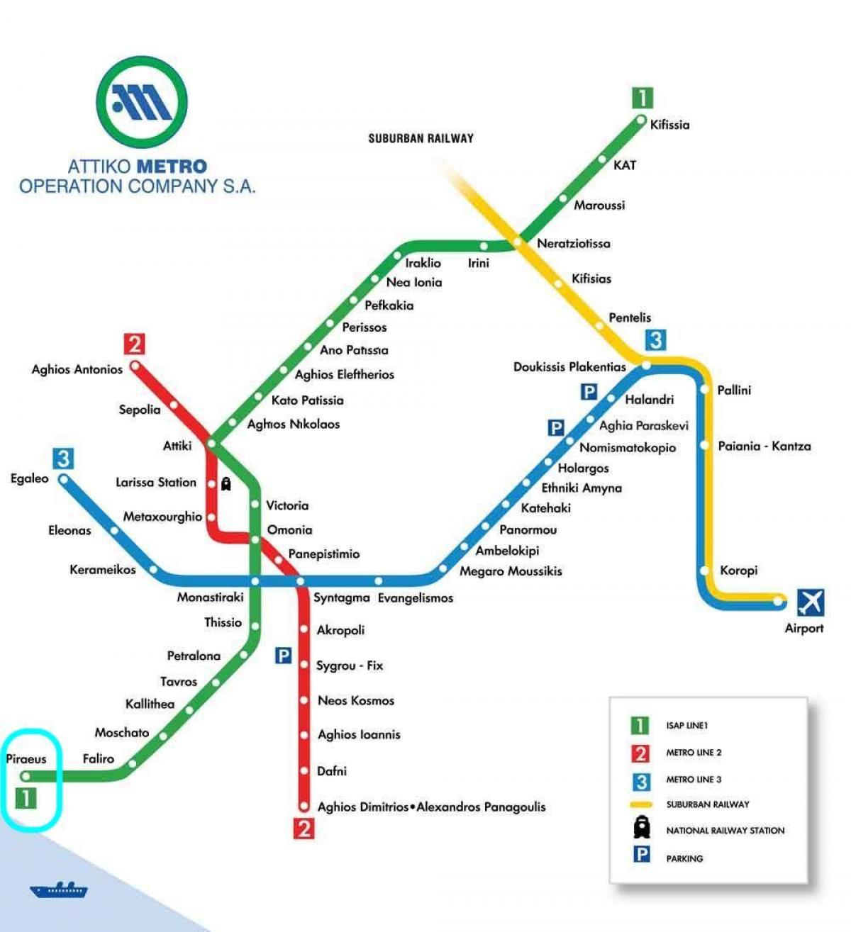 mapa metra w pireusie 