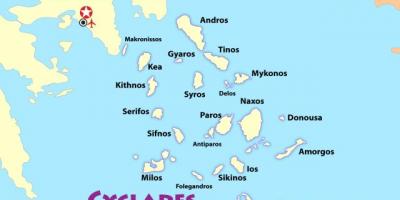 Greckie wyspy w pobliżu Aten mapie