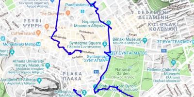 Ateny Grecja wycieczka piesza na mapie