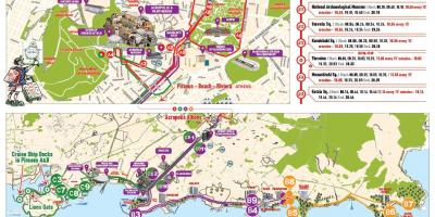 Ateny-hop-hop-off bus trasa na mapie