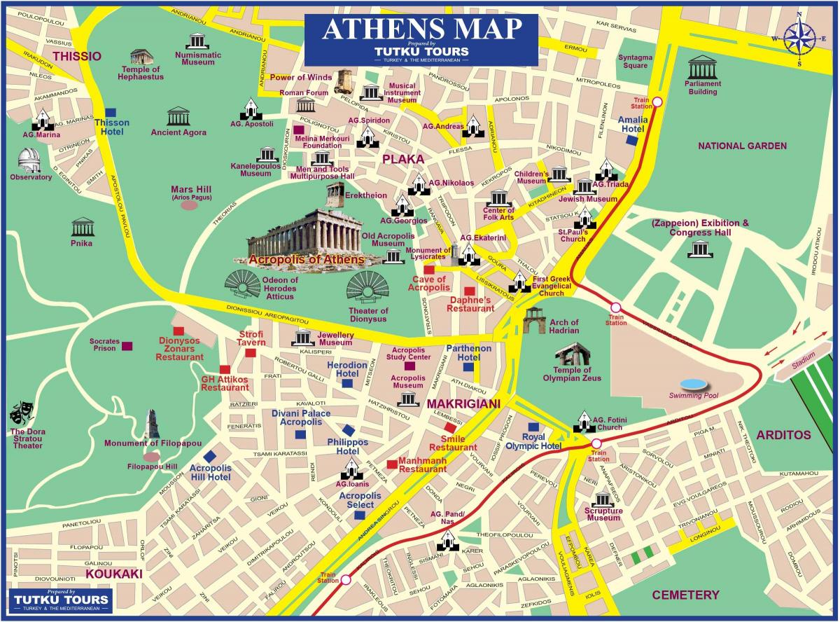 mapa turystyczna Ateny Grecja