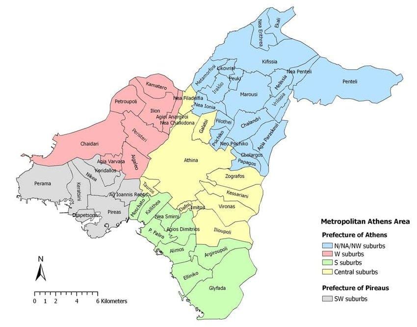 mapa Aten i okolic