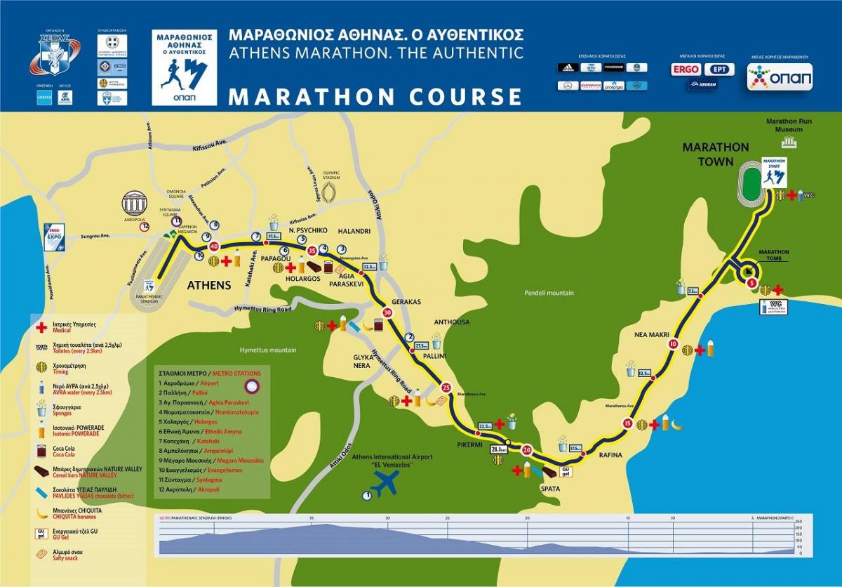 mapa Aten maratonie