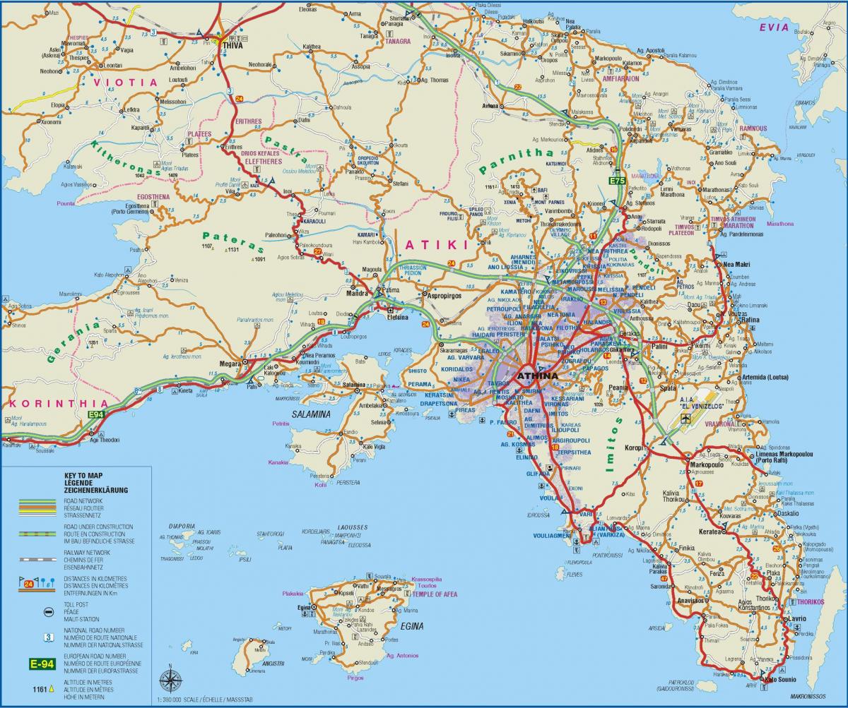 mapa Attyki w Grecji