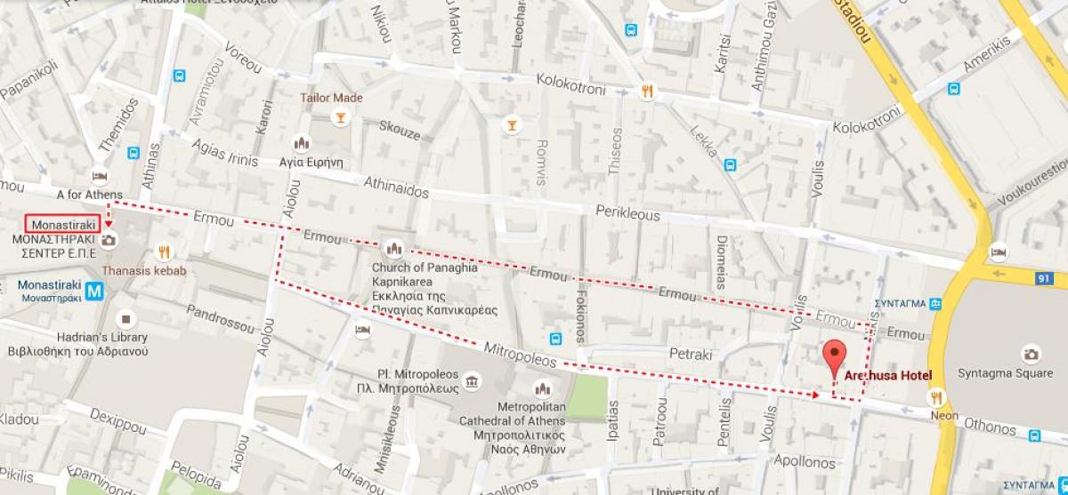 mapę ulica ermou w Atenach