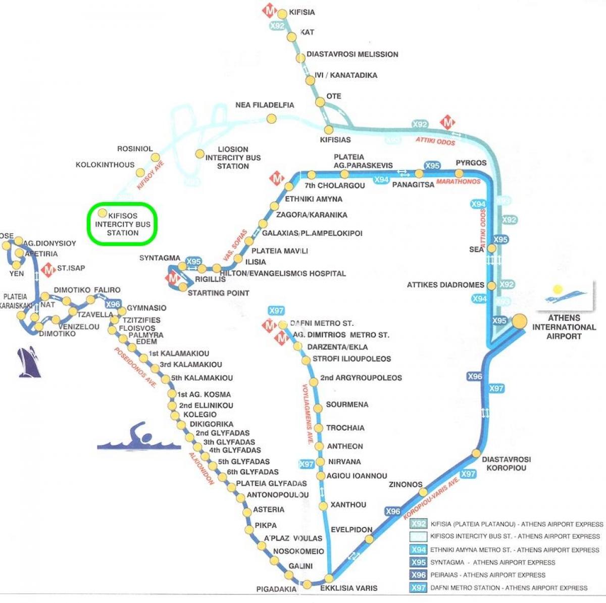 mapa dworca autobusowego кифиссос 