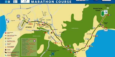 Mapa Aten maratonie