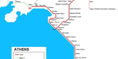 Tramwaj mapie Ateny, Grecja